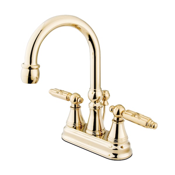 4" Centerset Bathroom Faucet, Polished Brass